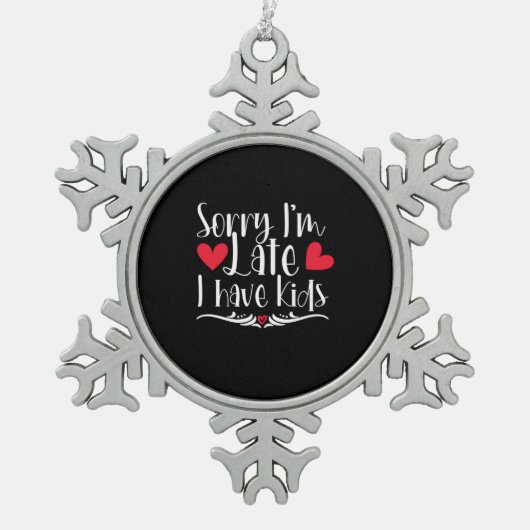 Muttergeschenk Ich habe Kinder Schneeflocken Zinn-Ornament (Vorderseite)