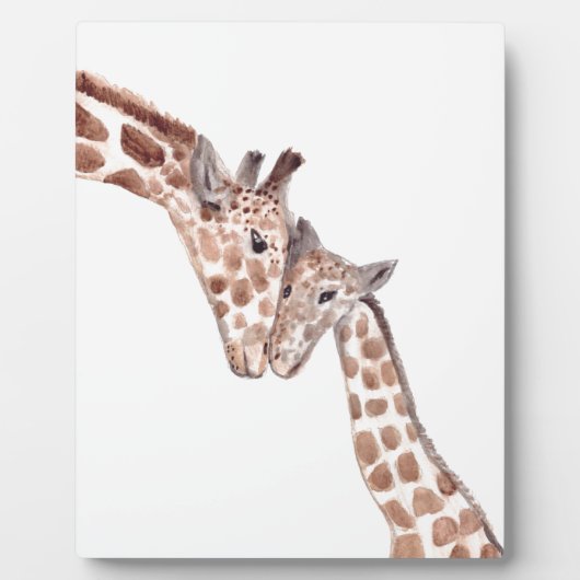 Muttergiraffe mit Baby Fotoplatte (Vorderseite)