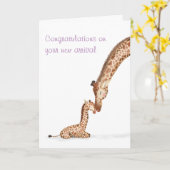 Muttergiraffe und neue Kinderkarte für das Kalb (l Karte (Gelbe Blume)