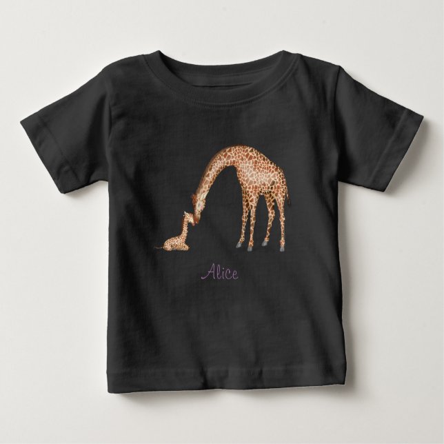 Muttergiraffe und T - Shirt für Kälber (Farbe) (Vorderseite)