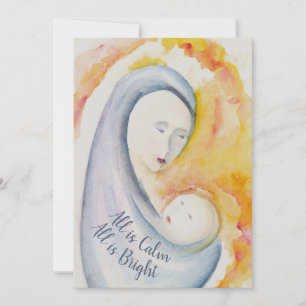 Muttergottes mit Kind Aquarell Bibelvers Feiertagskarte