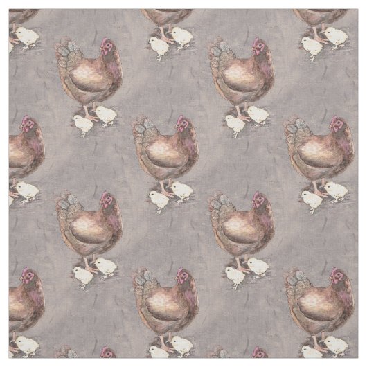 Mutterhen und Küken Wasserfarbe Stoff (Muster)