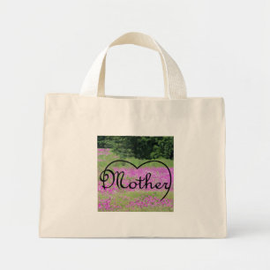 Mutterherz auf rosa Wildblumen Tasche