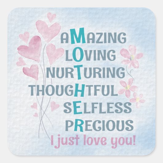 Mutterherz Quadratischer Aufkleber (Vorderseite)