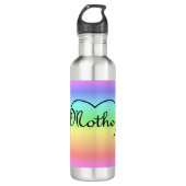 Mutterherzenregenbogen Edelstahlflasche (Vorderseite)
