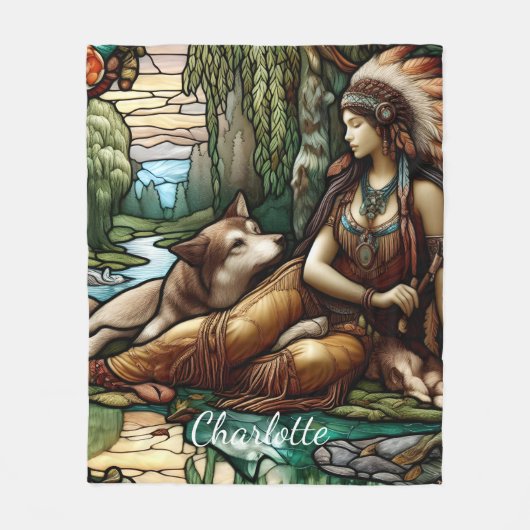 Mutterin mit loyalem Wolfskind Fleecedecke (Vorderseite)
