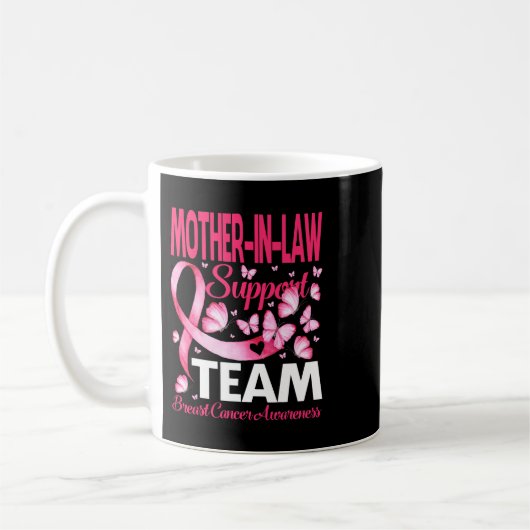 MutterInLaw Support Team Brustkrebs-Bewusstsein B Kaffeetasse (Links)