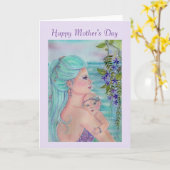 Mutterkarte mit Meerjungfrau und Baby von Renee Karte (Gelbe Blume)