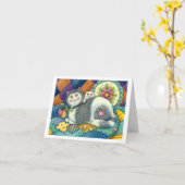 MUTTERKATZE & KÄTZCHEN, PATCHWORK-QUILTS, STEckKIS Karte (Gelbe Blume)