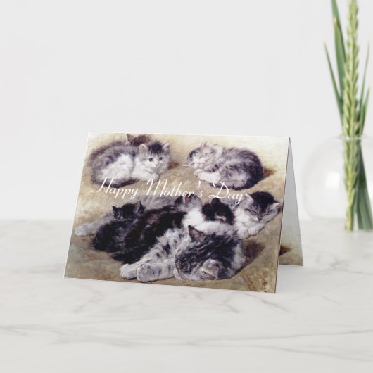MUTTERKATZE MIT KÄTZCHEN / Muttertagsrosen Karte (Vorderseite)