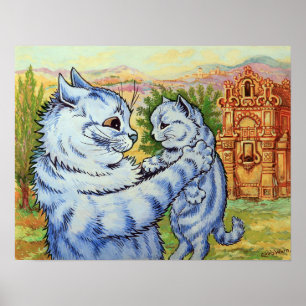 Mutterkatze nimmt Kitzchen auf, Louis Wain Poster