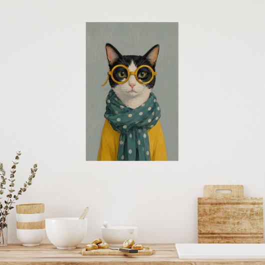 Mutterkatze schaut poster (Küche)