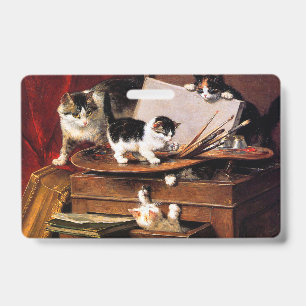 Mutterkatze und Kätzchen am Tisch Ausweis