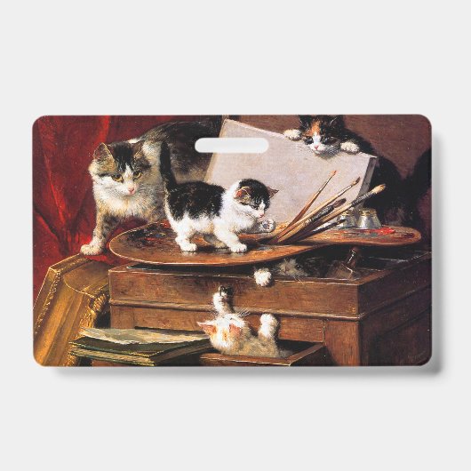 Mutterkatze und Kätzchen am Tisch Ausweis (Vorderseite)