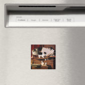 Mutterkatze und Kätzchen am Tisch Magnet (In Situ (Geschirrspüler))