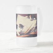 Mutterkatze und Kätzchen am Tisch Mattglas Bierglas (VorderseiteRechts)