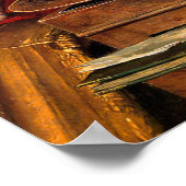 Mutterkatze und Kätzchen am Tisch Poster (Ecke)