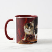 Mutterkatze und Kätzchen am Tisch Tasse (Links)