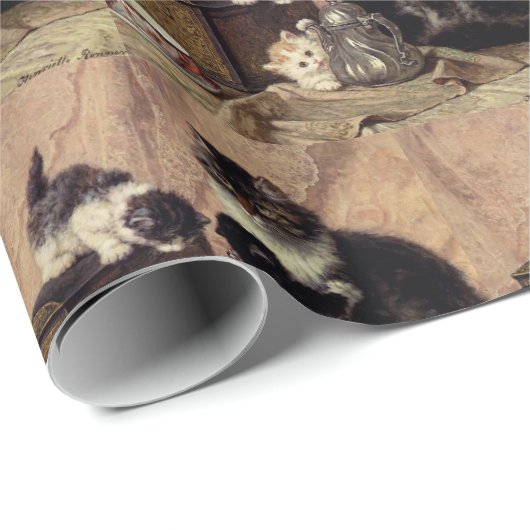 Mutterkatze und Kätzchen Geschenkpapier (Rolleneckpunkt)