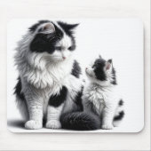 Mutterkatze und Kitten auf Weiß Mousepad (Vorne)