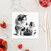 Mutterkatze und Kitten auf Weiß Serviette (Beispiel)