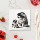 Mutterkatze und Kitten auf Weiß Serviette (Beispiel)