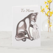 Mutterkatze und Kitten Karte (Gelbe Blume)