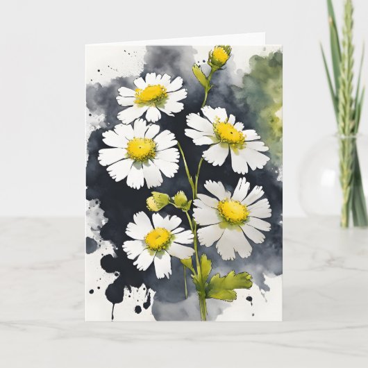 Mutterkraut - Aquarellblumen Karte (Vorderseite)