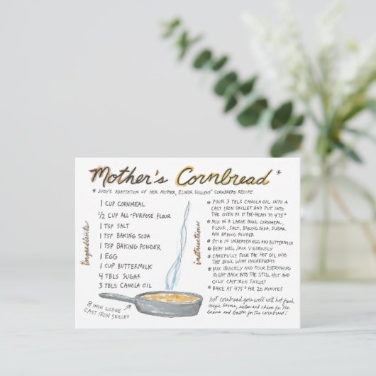 Mutterkuchen Rezept Postkarte (Stehend Vorderseite)