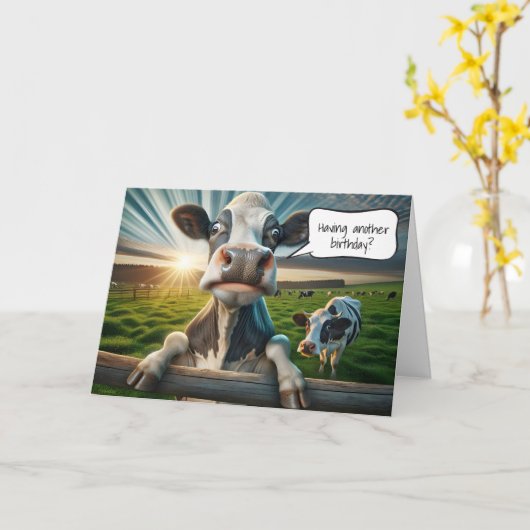 Mutterkuh auf einem Zaun Karte (Gelbe Blume)