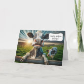 Mutterkuh auf einem Zaun Karte (Vorderseite)