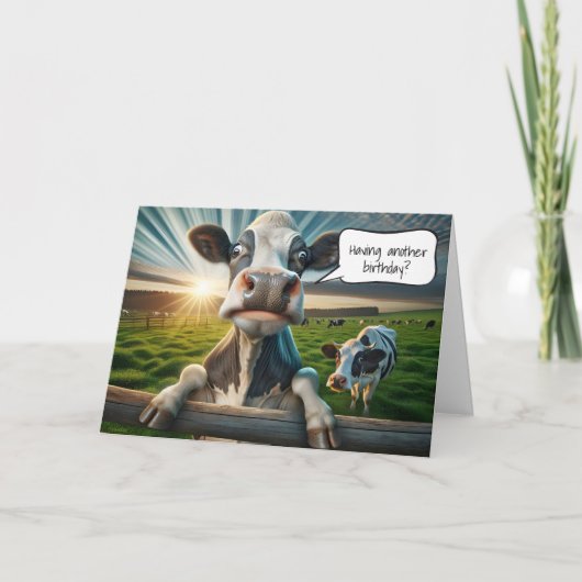 Mutterkuh auf einem Zaun Karte (Vorderseite)