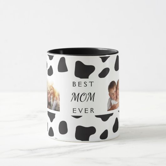 Mutterkuh Foto Kollage Schwarz-weiß Tasse (Zentrum)