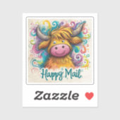 Mutterkuh, glückliche Post, Sticker (Blatt)