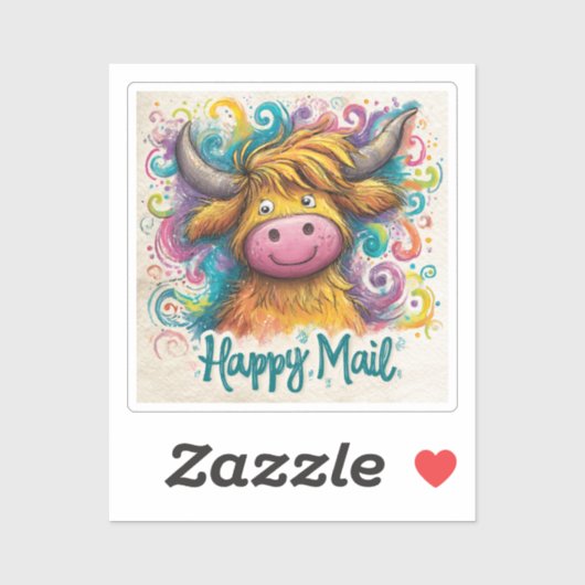 Mutterkuh, glückliche Post, Sticker (Blatt)