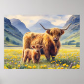 Mutterkuh und Kalb-Buttercups Poster (Vorne)