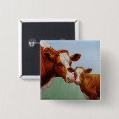 Mutterkühe und Niedliches Kalb Button (Vorne & Hinten)