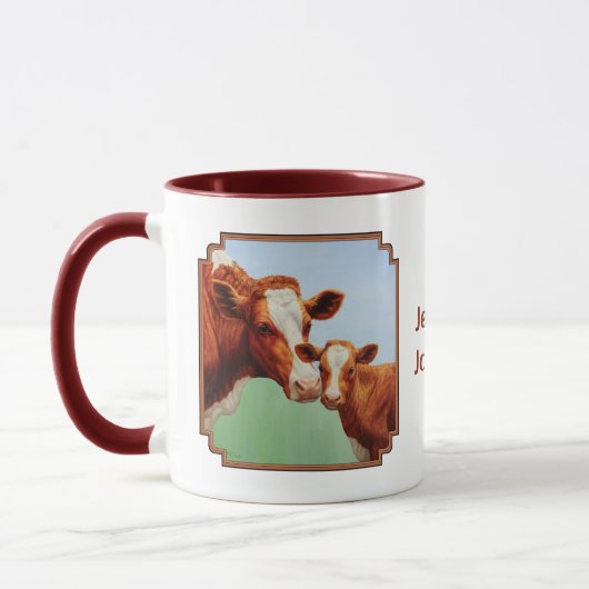 Mutterkühe und Niedliches Kalb Tasse (Links)