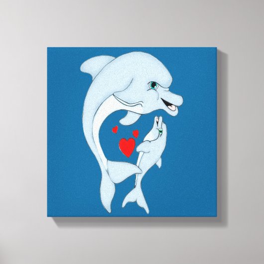Mutterliche Dolphin Liebe 12 x 12 Leinwanddruck (Vorderseite)