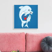 Mutterliche Dolphin Liebe 12 x 12 Leinwanddruck (Insitu (Wohnzimmer))