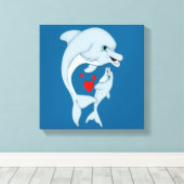 Mutterliche Dolphin Liebe 12 x 12 Leinwanddruck (Insitu (Holzboden))