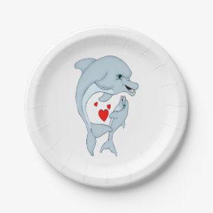Mutterliche Dolphin-Liebe Pappteller
