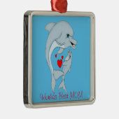 Mutterliche Dolphin-Liebe Silbernes Ornament (Rechts)