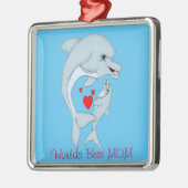 Mutterliche Dolphin-Liebe Silbernes Ornament (Links)