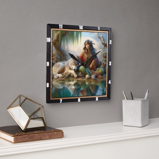 Mutterliche Nacht: Pines Echoes Calm Quadratische Wanduhr (Büro)