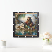 Mutterliche Nacht: Pines Echoes Calm Quadratische Wanduhr (Zuhause)