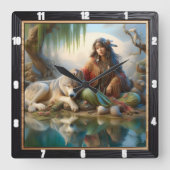 Mutterliche Nacht: Pines Echoes Calm Quadratische Wanduhr (Vorderseite)