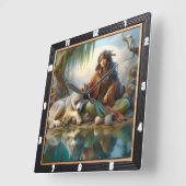 Mutterliche Nacht: Pines Echoes Calm Quadratische Wanduhr (Winkel)