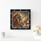 Mutterliche Stille: Starlight Pines Tigertraum Quadratische Wanduhr (Zuhause)