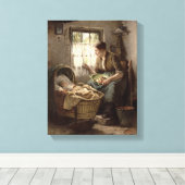 Mutterliche Zuneigung (Öl auf Leinwand) Leinwanddruck (Insitu (Holzboden))